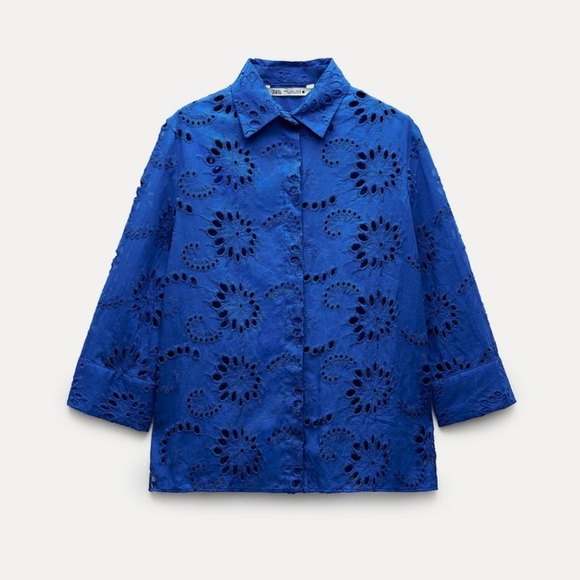 ZARA ZW COLLECTION EMBROIDERED POPLIN SHIRT - Picture 7 of 11